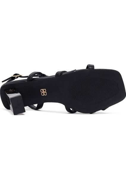 Kadın Siyah Tokalı Şeffaf Kalın Topuklu Sandalet 25SFD442618 indirimleri