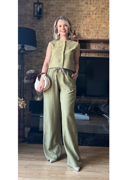 Tiril Tiril Yazlık Kadın Yelek Pantolon Ikili Takım