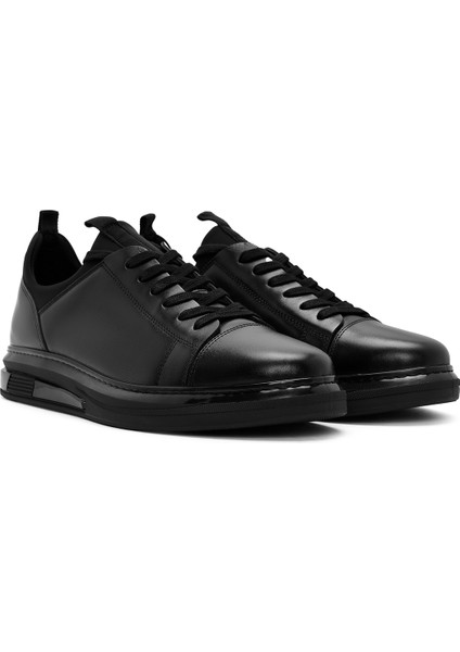 Erkek Siyah Bağcıklı Kalın Tabanlı Deri Sneaker 25WFD633118 modelleri