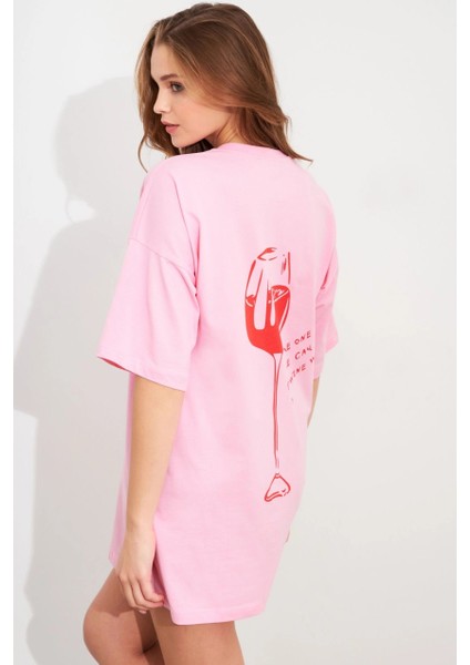 Kadın Pembe Oversize Pijama T-Shirt TPG14 indirimleri
