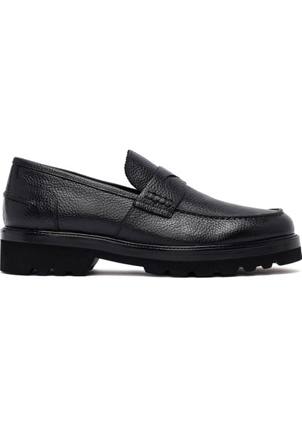 Erkek Siyah Deri Casual Loafer 25WFD7049FT