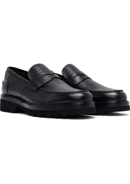 Erkek Siyah Deri Casual Loafer 25WFD7049FT modelleri