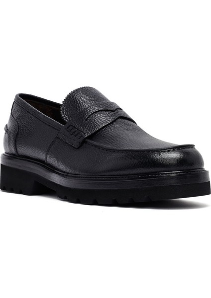 Erkek Siyah Deri Casual Loafer 25WFD7049FT