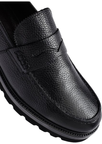 Erkek Siyah Deri Casual Loafer 25WFD7049FT