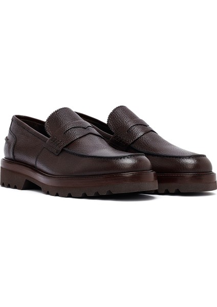 Erkek Kahverengi Deri Casual Loafer 25WFD7049FT modelleri