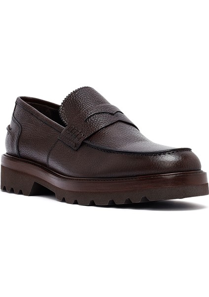 Erkek Kahverengi Deri Casual Loafer 25WFD7049FT