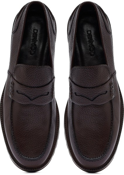 Erkek Kahverengi Deri Casual Loafer 25WFD7049FT
