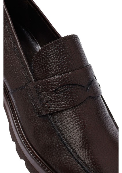 Erkek Kahverengi Deri Casual Loafer 25WFD7049FT
