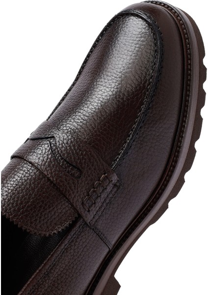 Erkek Kahverengi Deri Casual Loafer 25WFD7049FT