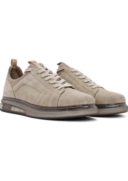 Erkek Bej Bağcıklı Süet Deri Sneaker 25WFD633110 modelleri