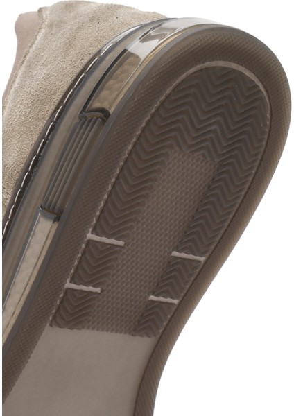 Erkek Bej Bağcıklı Süet Deri Sneaker 25WFD633110
