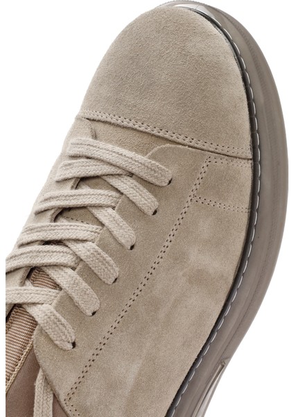 Erkek Bej Bağcıklı Süet Deri Sneaker 25WFD633110