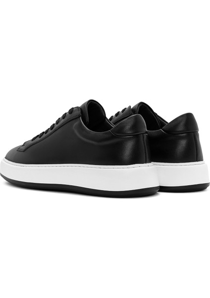 Erkek Siyah Bağcıklı Deri Sneaker 25WFD630718 indirimleri