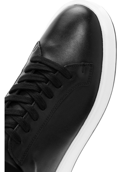 Erkek Siyah Bağcıklı Deri Sneaker 25WFD630718