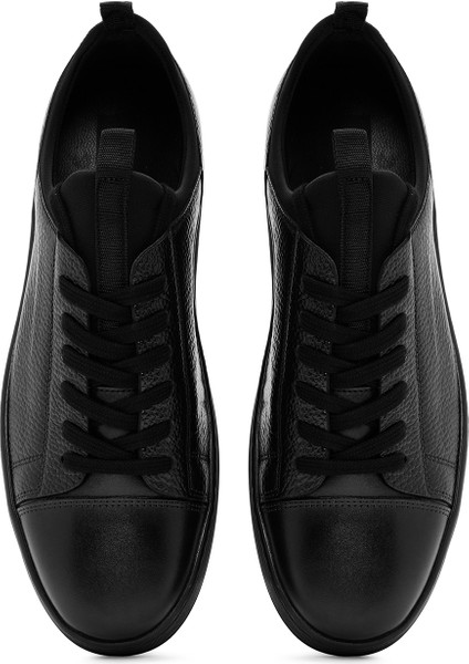 Erkek Siyah Bağcıklı Deri Casual Sneaker 25WFD6300FT