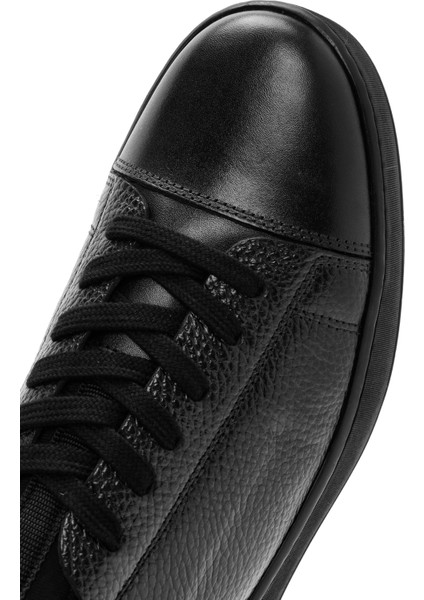 Erkek Siyah Bağcıklı Deri Casual Sneaker 25WFD6300FT