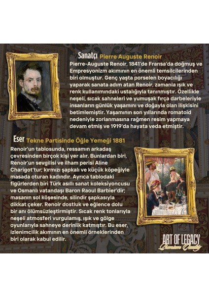Renoir (Tekne Partisinde Öğle Yemeği 1881) Çerçeveli Klasik Vintage Duvar Tablo modelleri