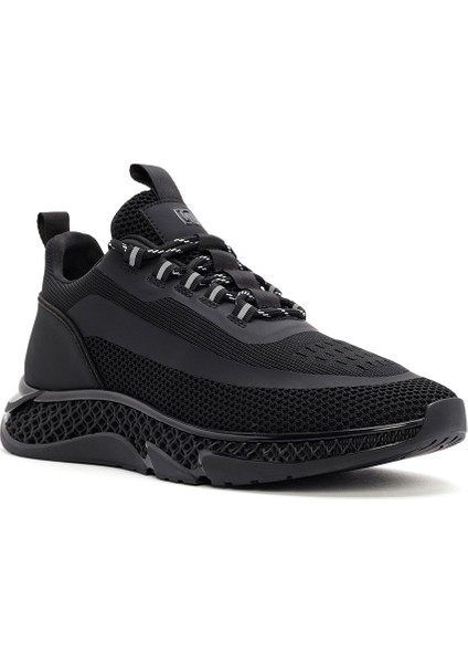 Zero Erkek Siyah Kalın Tabanlı Bağcıklı Kumaş Sneaker 25WFD69106F