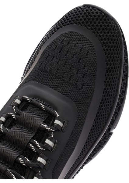 Zero Erkek Siyah Kalın Tabanlı Bağcıklı Kumaş Sneaker 25WFD69106F
