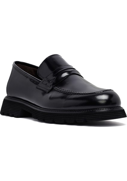 Erkek Siyah Deri Klasik Loafer 25WFD704722