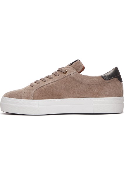 Kadın Vizon Bağcıklı Kalın Tabanlı Süet Deri Sneaker 25AFD370010 fiyatları