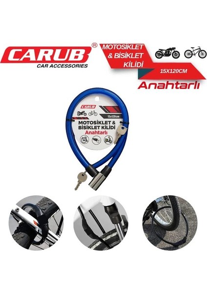 Bisiklet Kilidi Anahtarlı 15X120 Mavi fiyatları