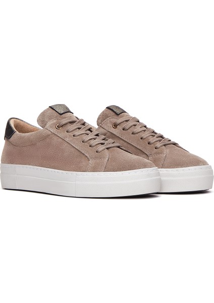 Kadın Vizon Bağcıklı Kalın Tabanlı Süet Deri Sneaker 25AFD370010 modelleri