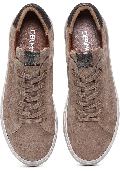 Kadın Vizon Bağcıklı Kalın Tabanlı Süet Deri Sneaker 25AFD370010