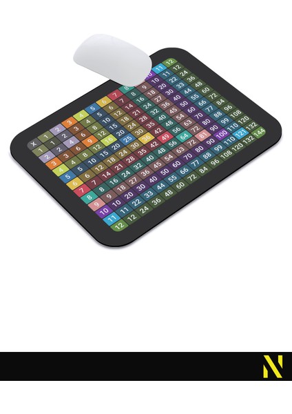 Siyah Renkli Çarpım Tablosu Desenli Ergonomik Mouse Pad - 23 cm x 19 cm - Kaydırmaz Taban Ev ve Ofis Kullanımı Için Ideal Fare Altlığı Mousepad indirimleri