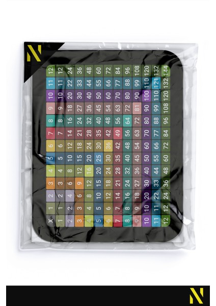 Siyah Renkli Çarpım Tablosu Desenli Ergonomik Mouse Pad - 23 cm x 19 cm - Kaydırmaz Taban Ev ve Ofis Kullanımı Için Ideal Fare Altlığı Mousepad