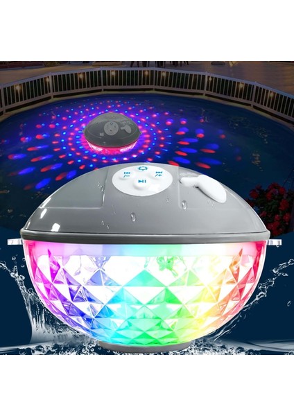 Bluetooth BT601 Havuz Hoparlörü Renkli Rgb LED Işık IP68 Su Geçirmez Dahili Şarjlı Pilli Ses Bombası
