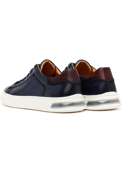 Erkek Lacivert Bağcıklı Deri Sneaker 25SFD693018 indirimleri
