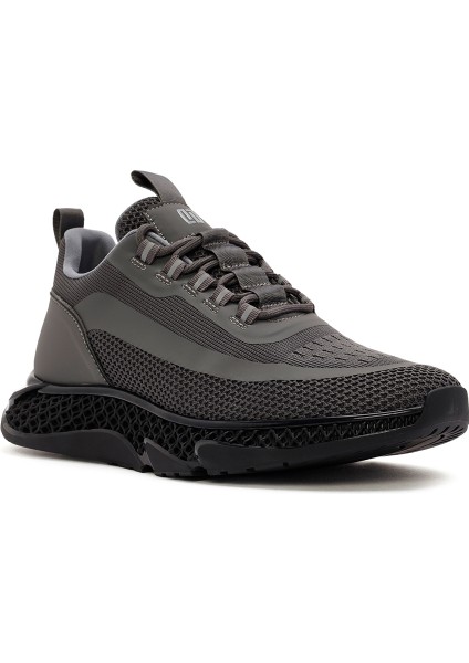 Zero Erkek Gri Kalın Tabanlı Bağcıklı Kumaş Sneaker 25WFD69106F