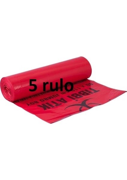 Tıbbi Atık Poşeti 80x110 800 gr 10 Adet Rulodan 5 Rulo