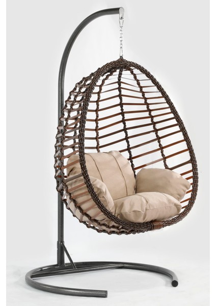 Kahverengi Rattan Örgü Fındık Model Hamak Bahçe Salıncağı Balkon, Teras, Bahçe Mobilyası