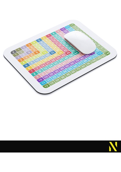 Beyaz Renkli Çarpım Tablosu Desenli Ergonomik Mouse Pad - 23 cm x 19 cm - Kaydırmaz Taban Ev ve Ofis Kullanımı Için Ideal Fare Altlığı Mousepad modelleri