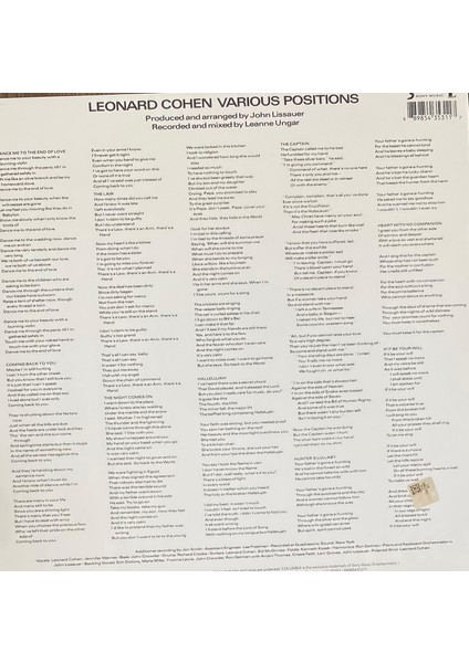 Leonard Cohen Various Positions (Plak) fiyatları