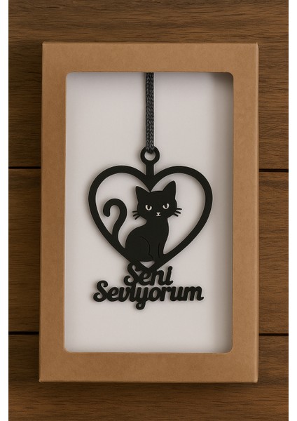 Lazer Kesim Metal Kalp Içinde Kedi “seni Seviyorum” Yazılı Araba Dikiz Aynası Süsü fırsatları