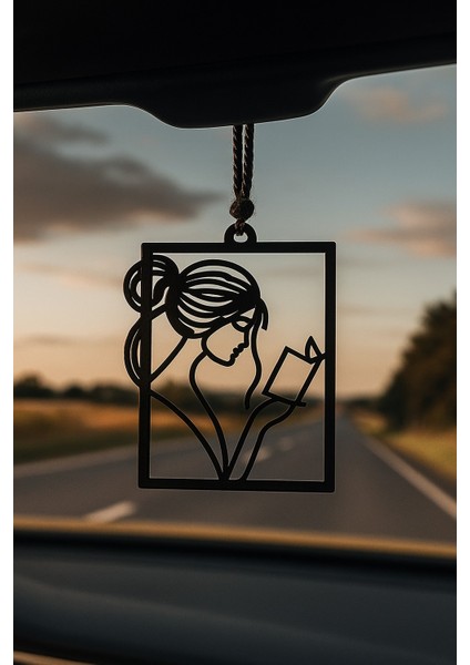 Lazer Kesim “👩📚” Kitap Okuyan Kadın Araba Dikiz Aynası Süsü