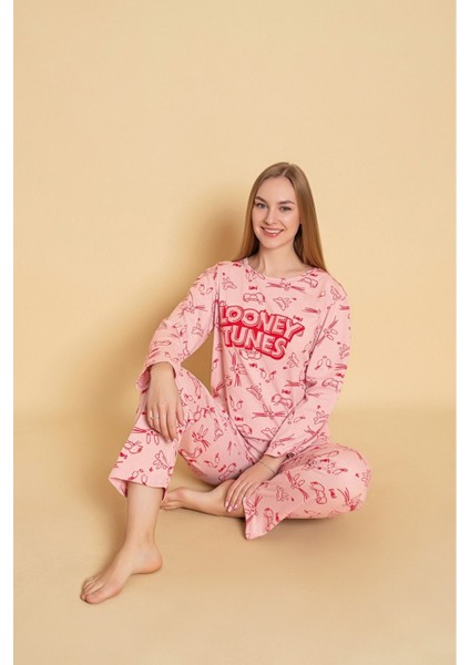 Kadın Homewear Looney Tunes Desenli Pijama Takımı Yeni Sezon