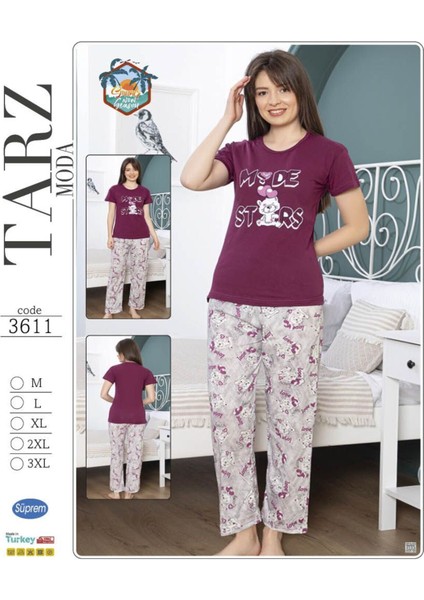 Kadın Homewear Mide Stars Pijama Baskalı Takımı Yeni Sezon