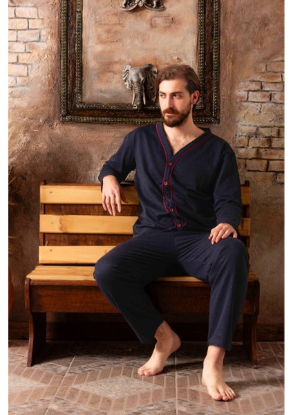 Erkek Uzun Kollu Süprem Kumaş Dokuma Pijama Takımı