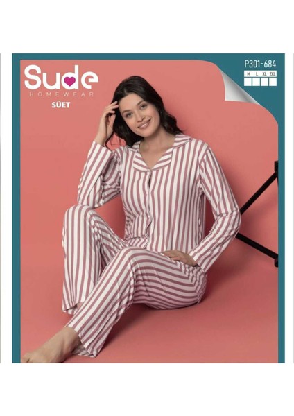 Kadın Önden Düğmeli Yeni Sezon Homewear Pijama Takımı Yeni Sezon