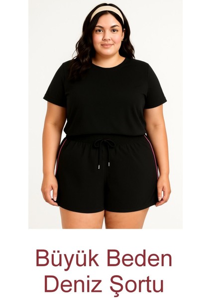 Siyah Büyük Beden Kadın Deniz Şortu Büyük Beden Şort (2xl-7xl) modelleri