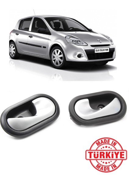 Renault Clio 3 Hb 2006-2011 Uyumlu Iç Kapı Açma Kolu Krom Sağ ve Sol 2 Adet Takım