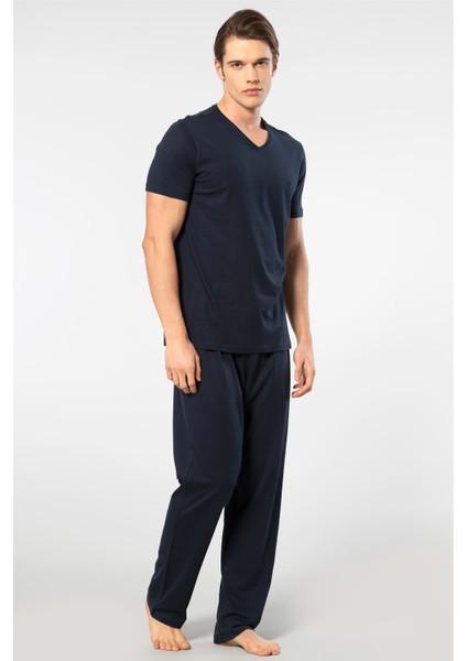 Erkek 2192/LACIVERT Kısa Kollu Modal Pijama Takımı