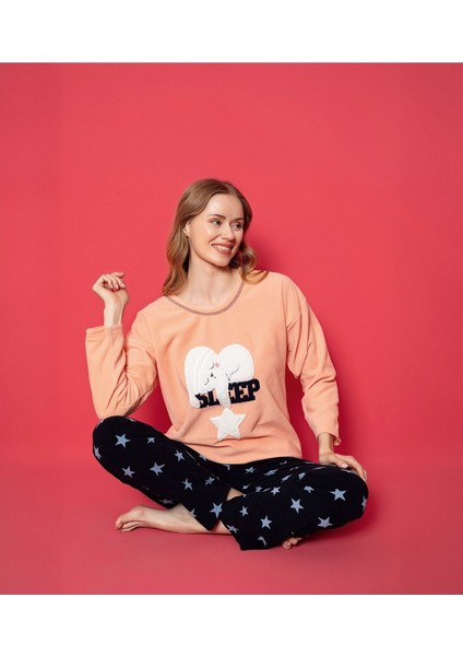 Kadın Homewear Peluş Polar Yeni Sezon Pijama Takımı