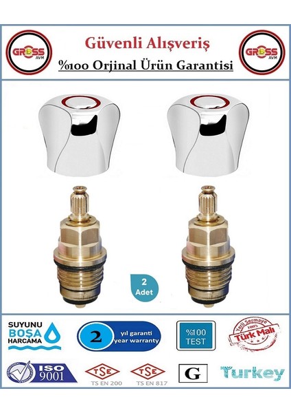Musluk Kapak Takımı - %100 Prinç - Contalı - Orjinal- 2 Adet fiyatları