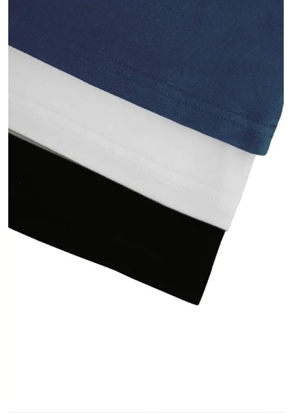 Lacivert Beyaz Siyah 3lü Paket Kadın Düşük Omuz Kayık Yaka Oversize T-Shirt