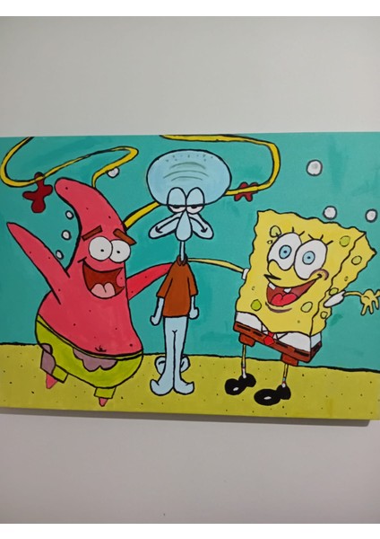 Sünger Bob Kare Pantolon Dekoratif Akrilik Duvar Tablosu fiyatları